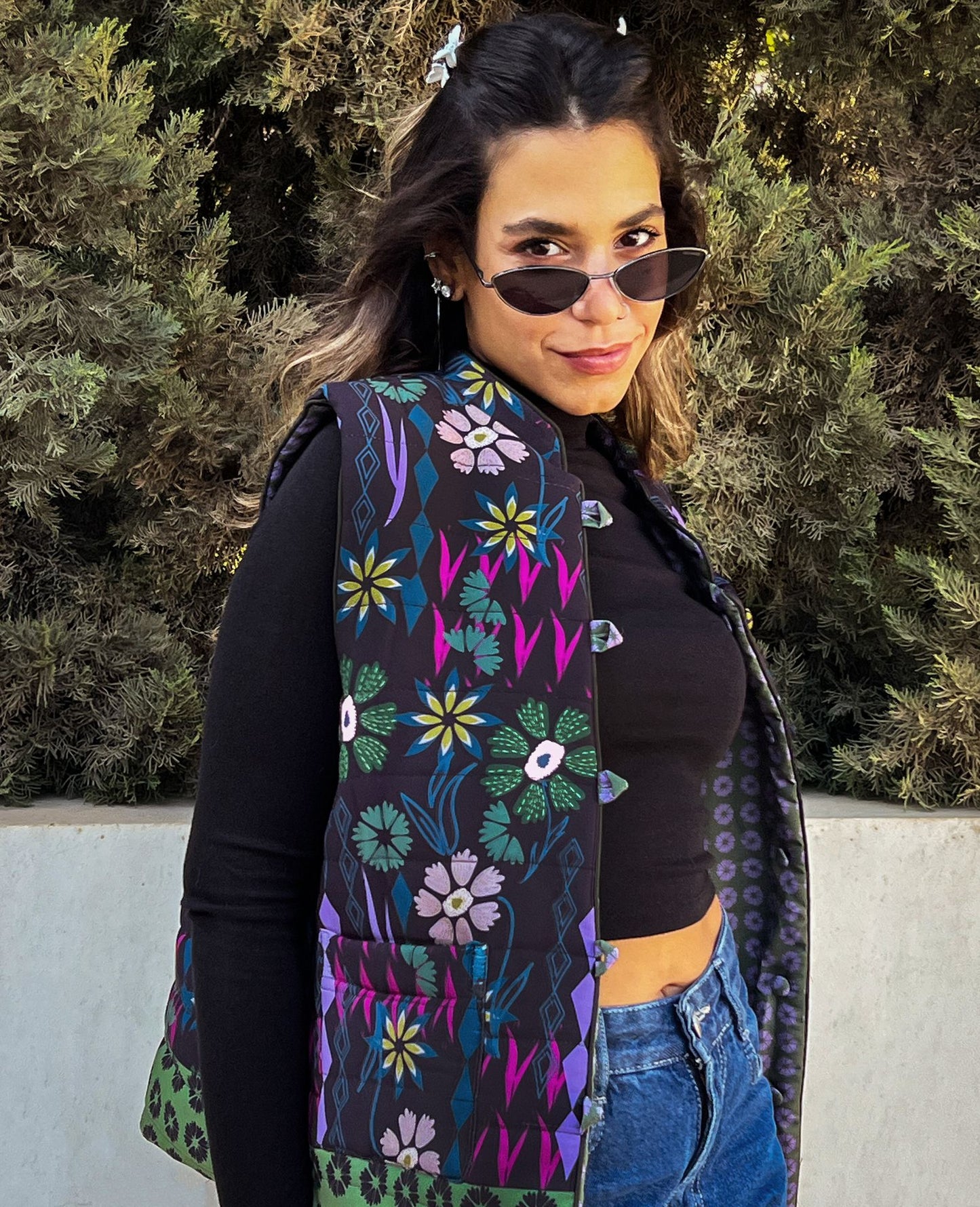 Gilet reversibile Botanical Garden blu navy