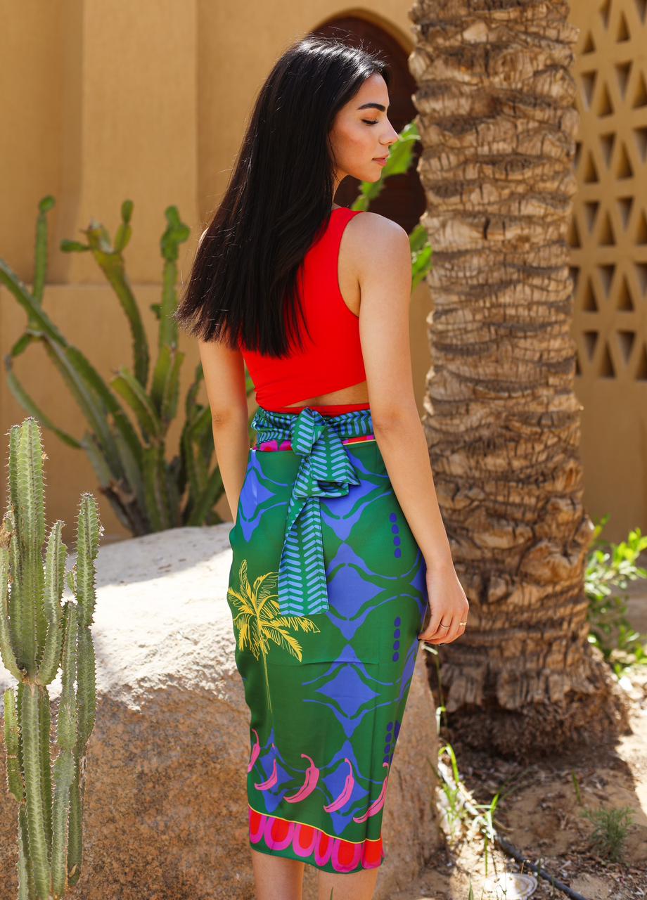Sarong Island Palm in verde acqua X