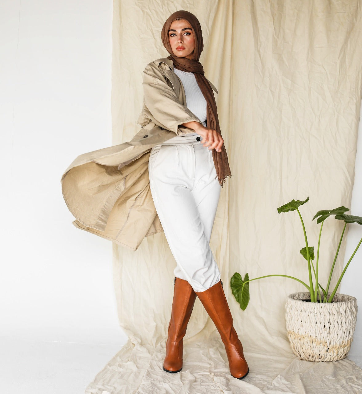 Knee High Leather Boots Havane
