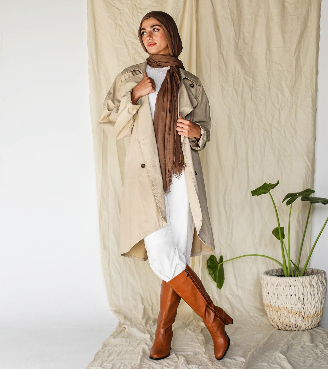 Knee High Leather Boots Havane