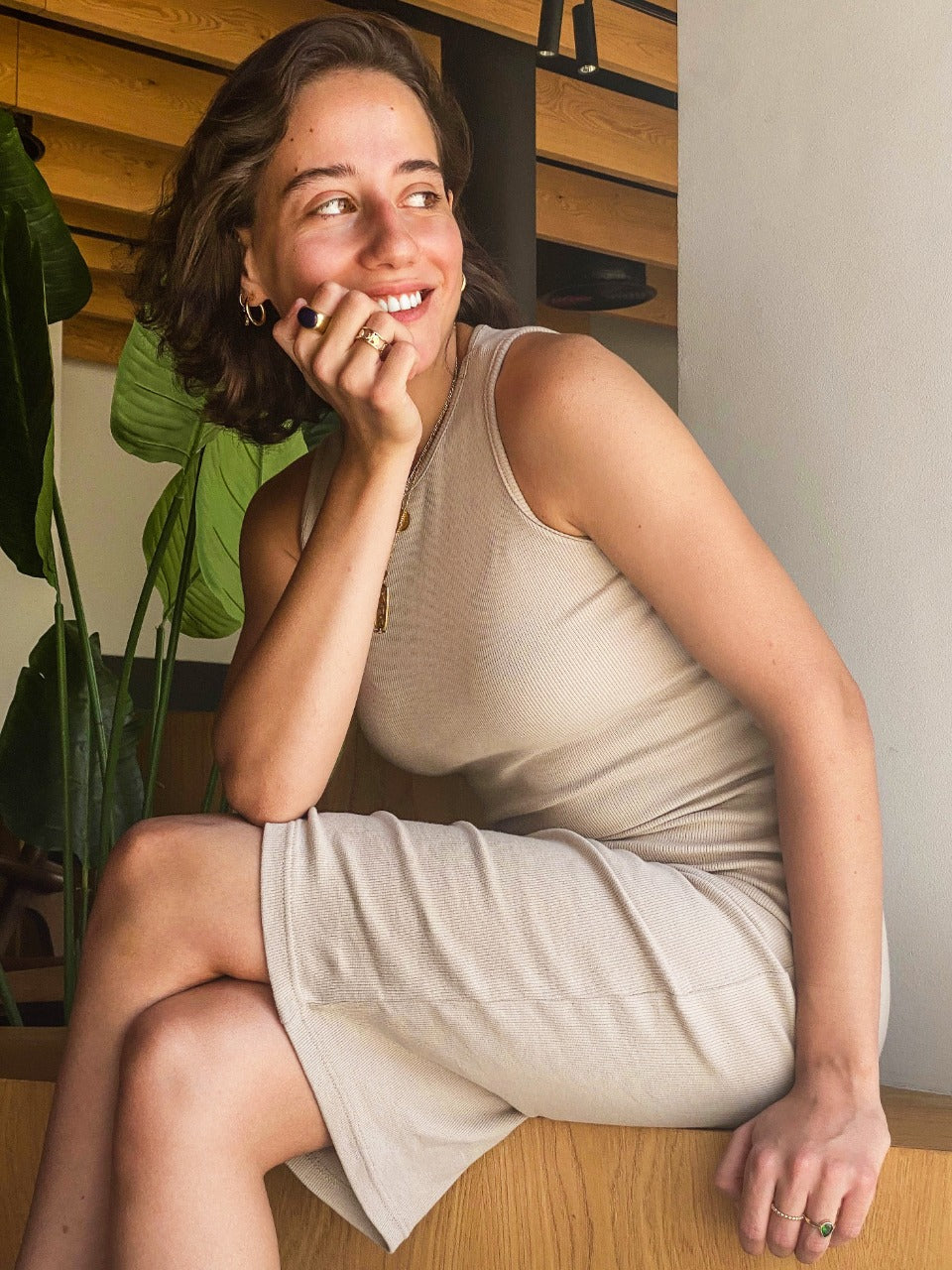 Abito a coste minimal beige