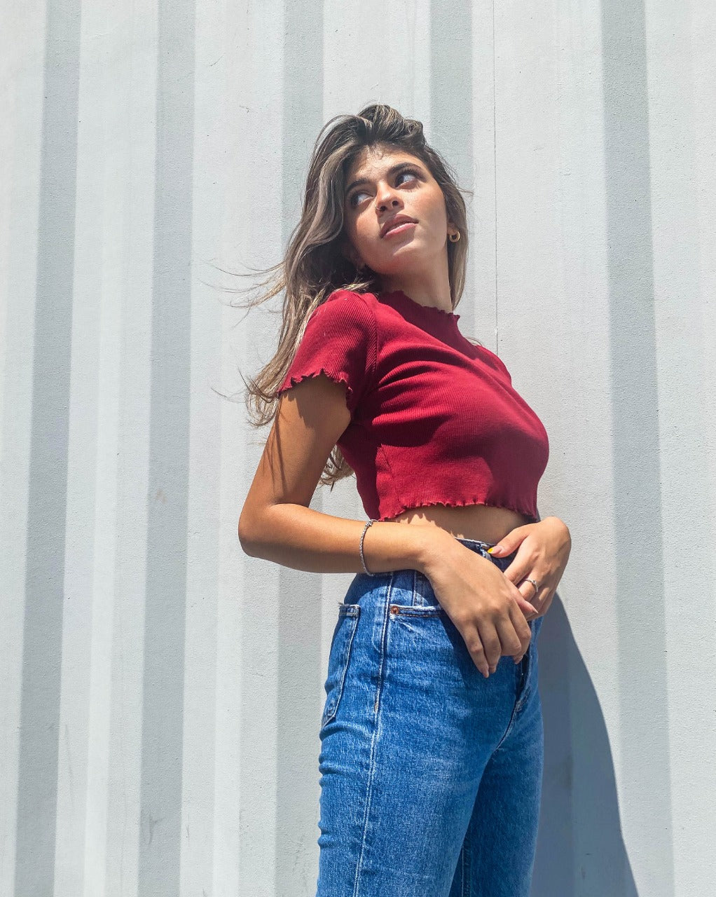 Crop Top de diario burdeos