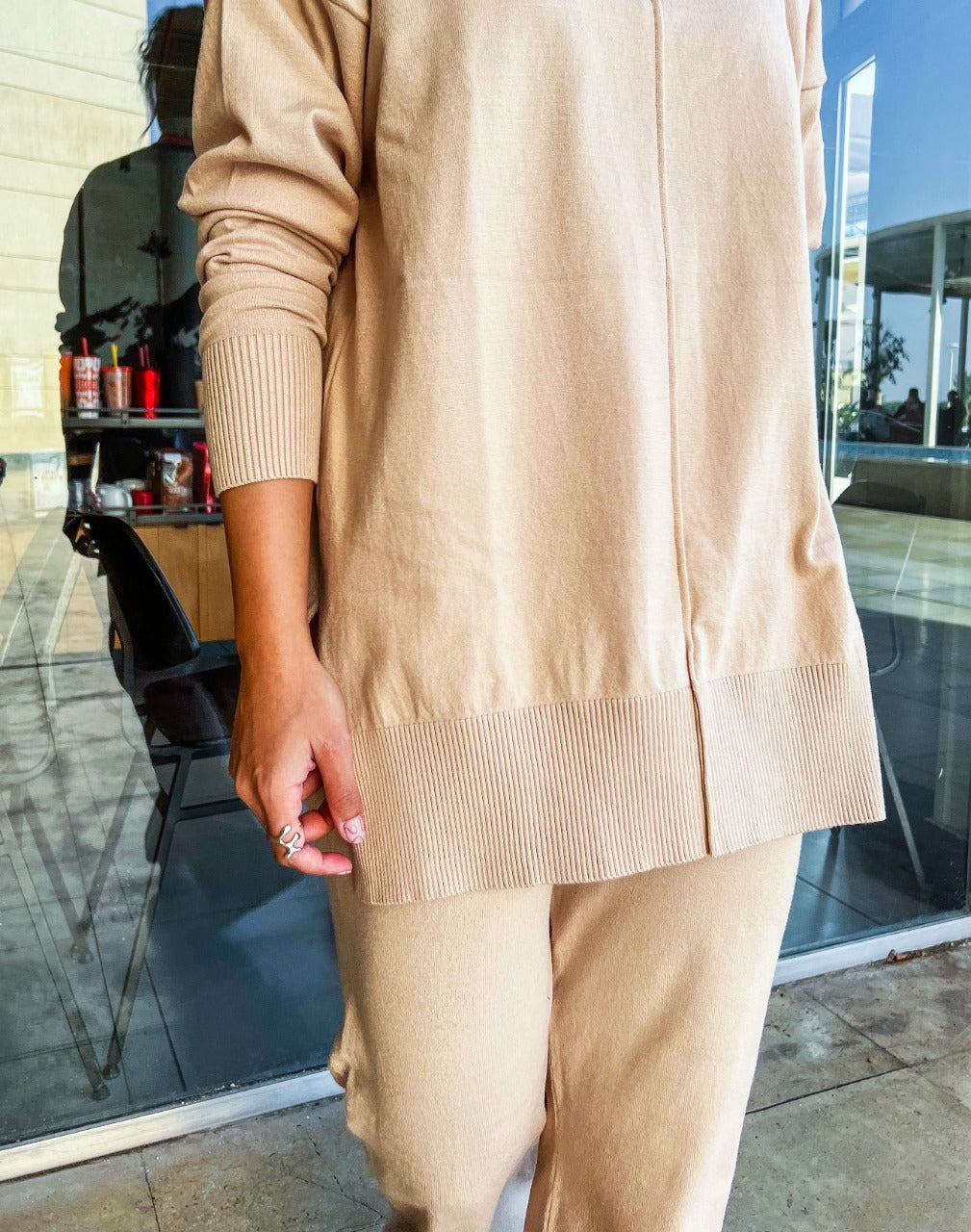 Conjunto de punto en beige
