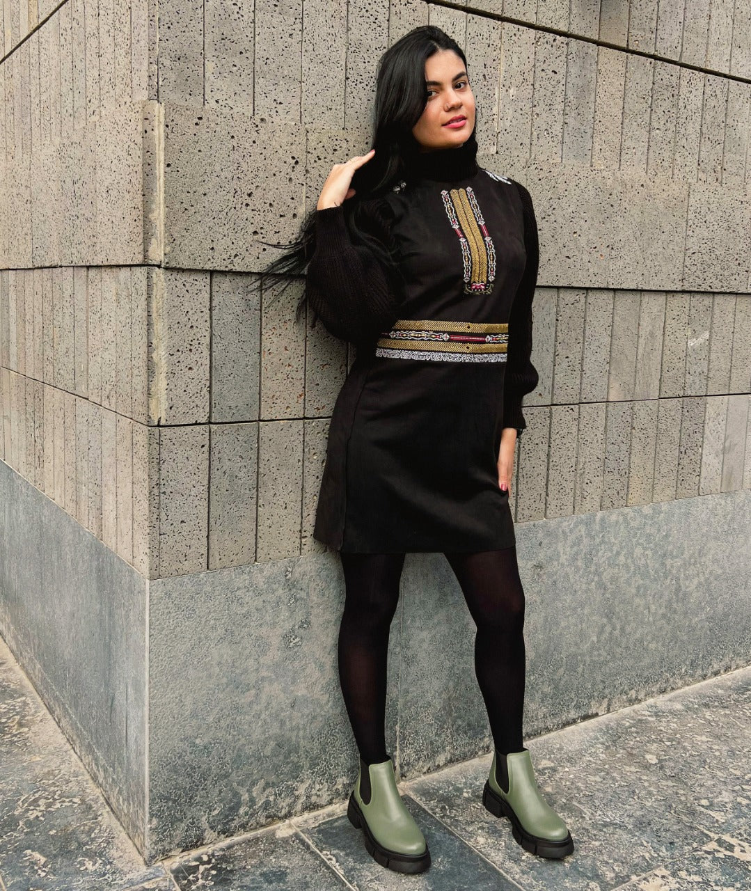 Botas Chelsea de piel gruesa color oliva