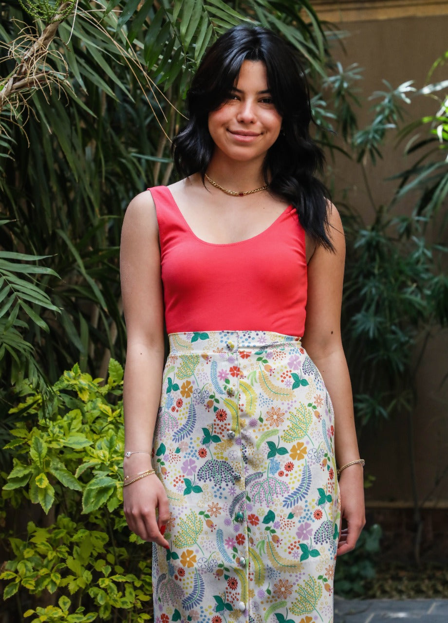 Falda con abertura Ivy's Garden en color blanco roto