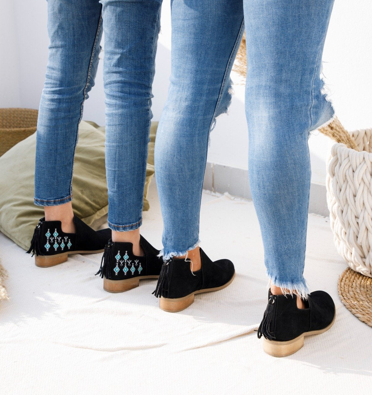 Bottines d'inspiration amazighe Noir x Bleu clair