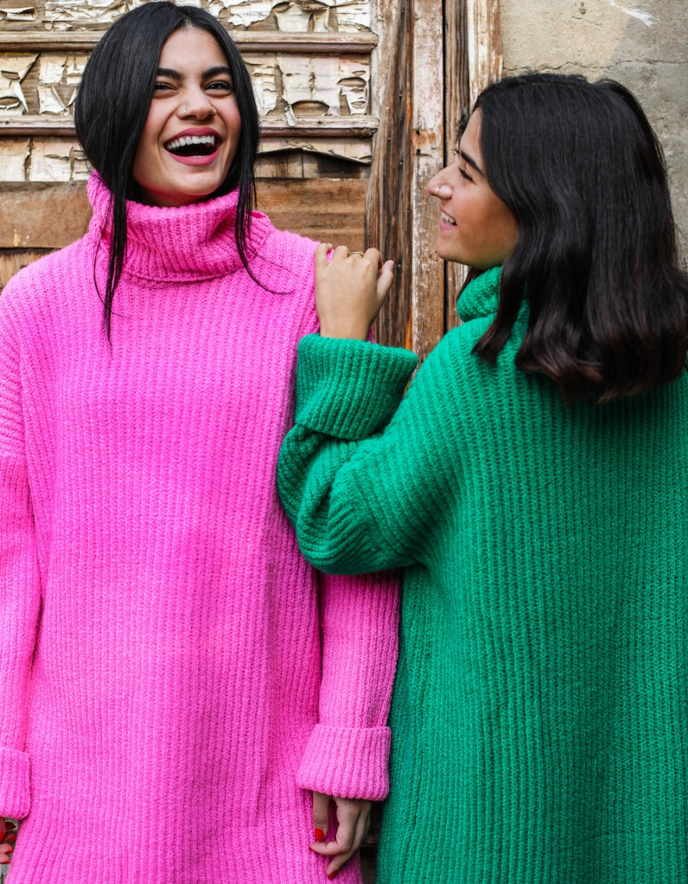 Jersey de cuello alto de gran tamaño verde