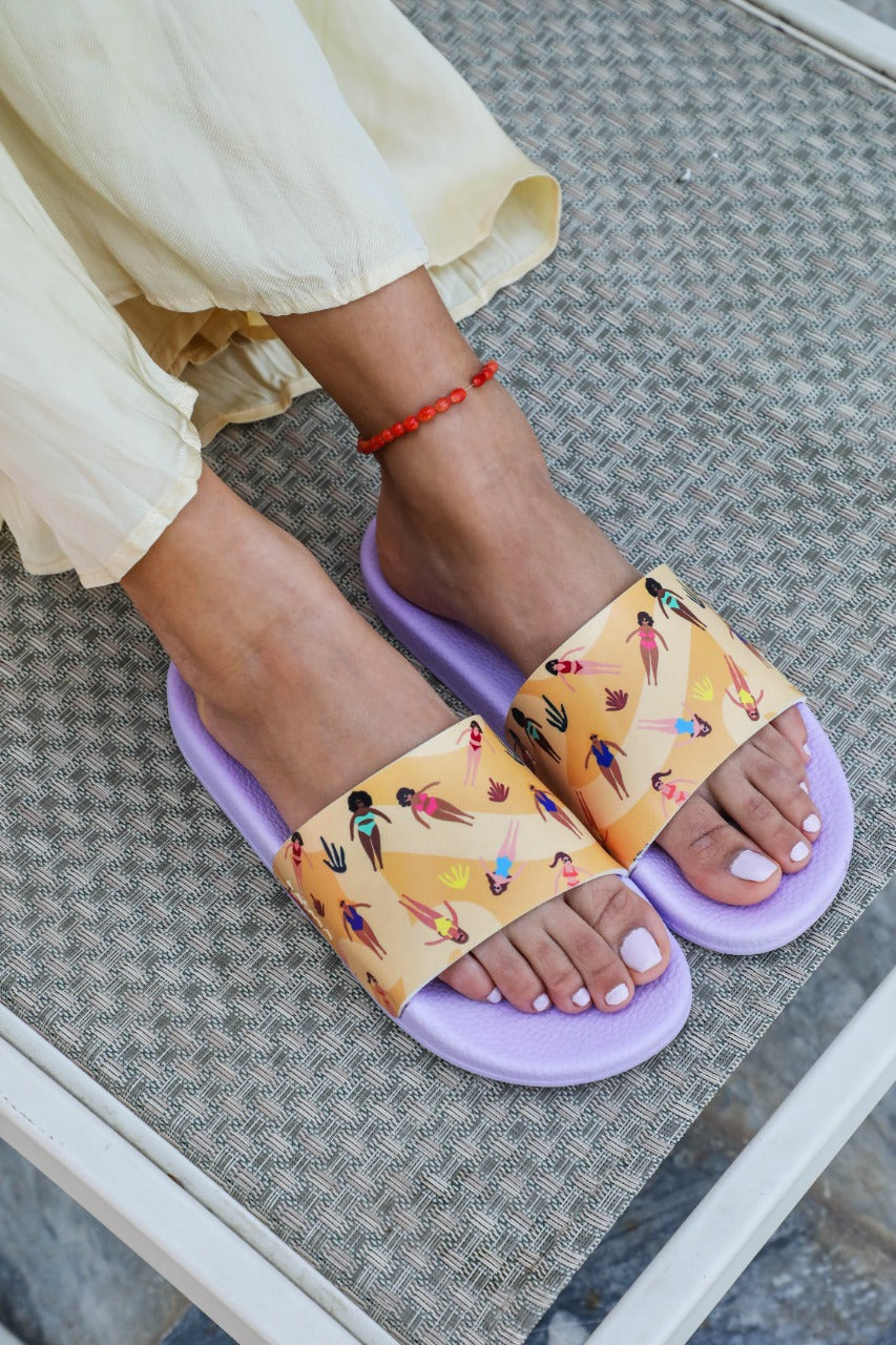 Chanclas de natación para mujer color melocotón claro y lavanda