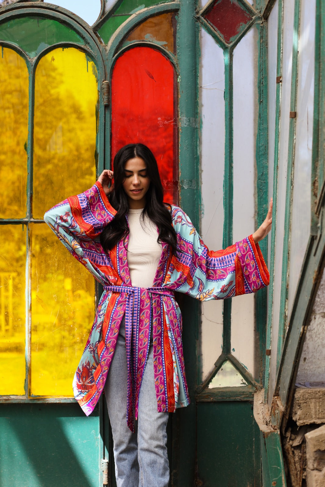 Kimono Pinnata en azul cielo