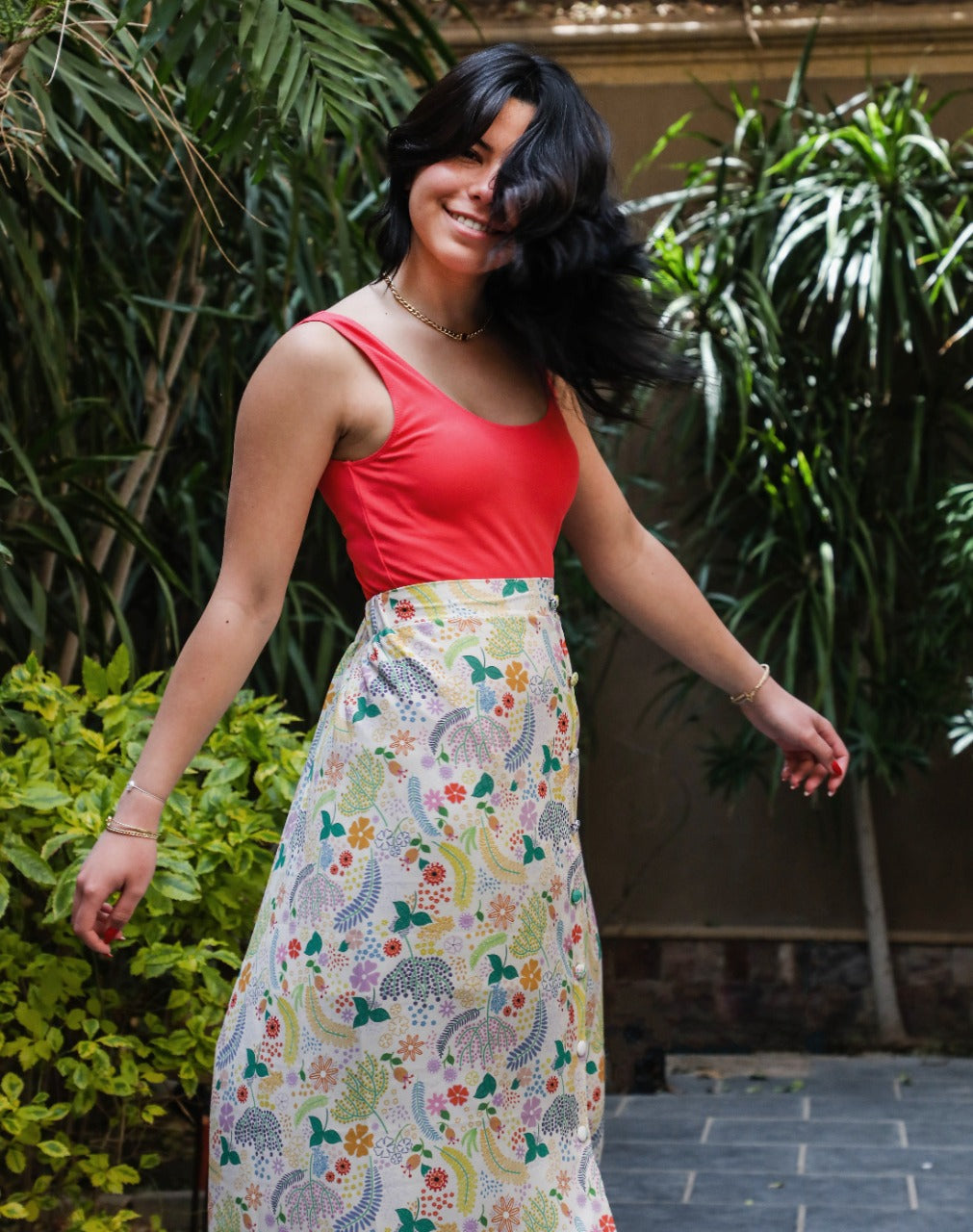 Falda con abertura Ivy's Garden en color blanco roto
