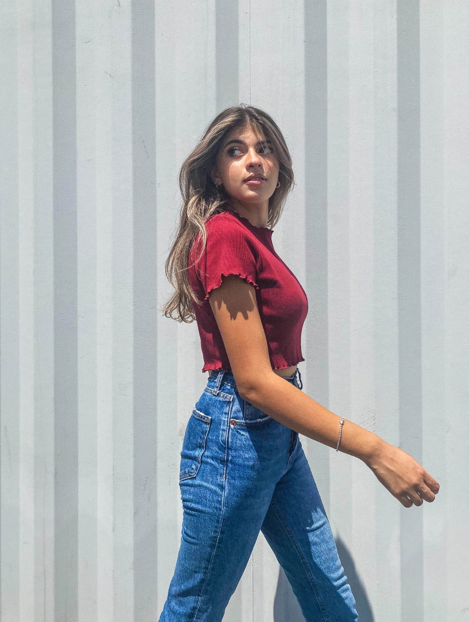 Crop Top de diario burdeos