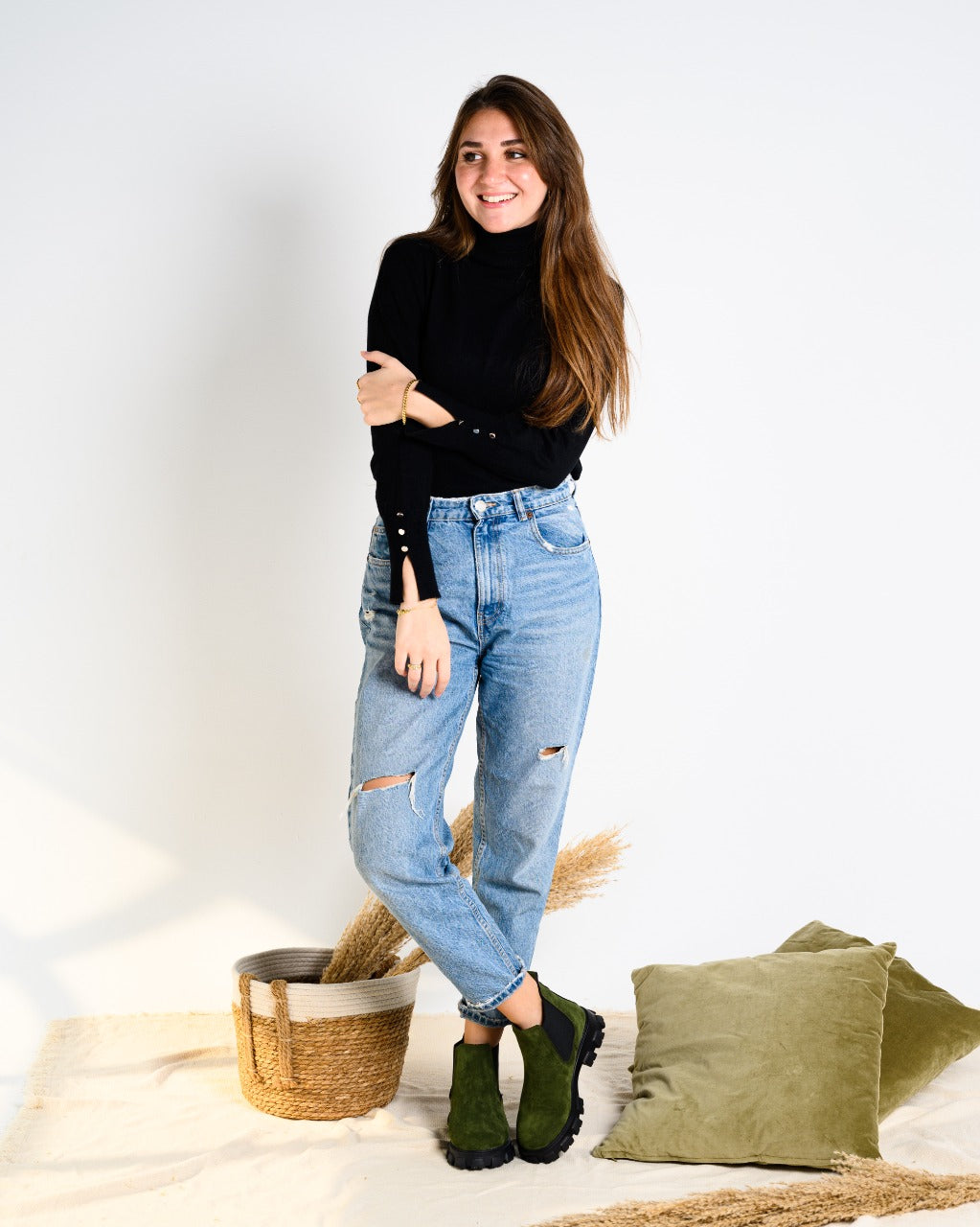 Kai Suede Half Boots Olive