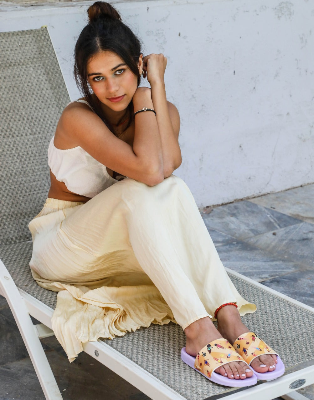 Chanclas de natación para mujer color melocotón claro y lavanda