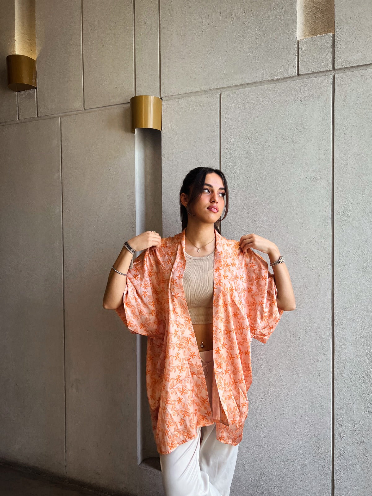 Lilium Short Kimono Orange