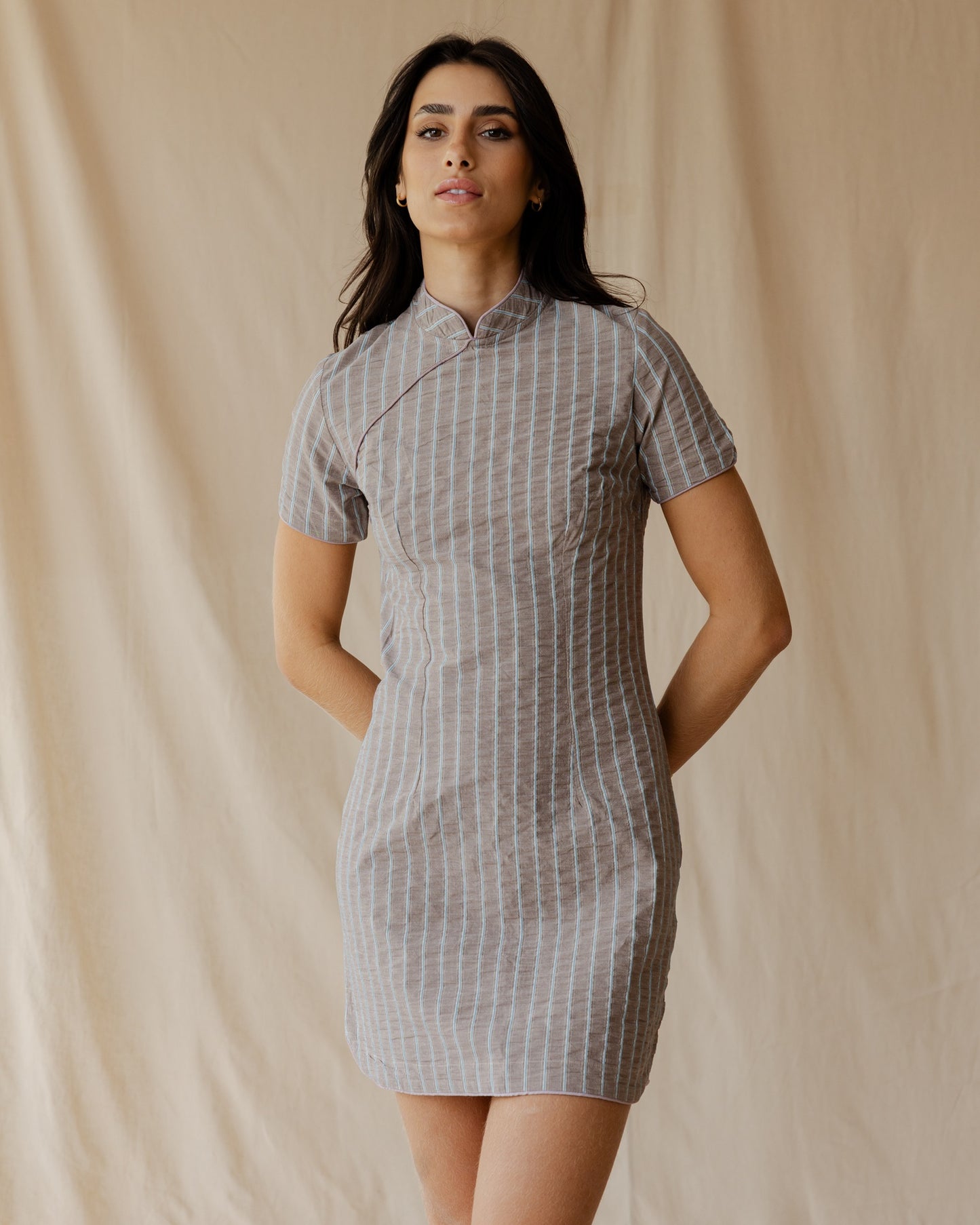 The Kyoto Gingham Brown Dress