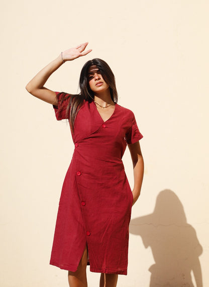 Robe en lin Resort Bordeaux