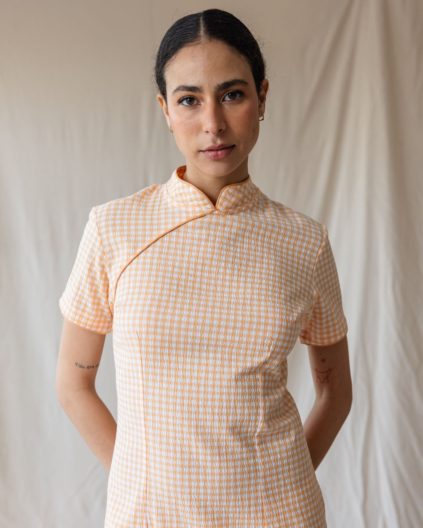 El Vestido Kyoto Vichy Naranja