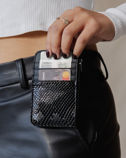 Schwarzer SnakeSkin-Karten halter