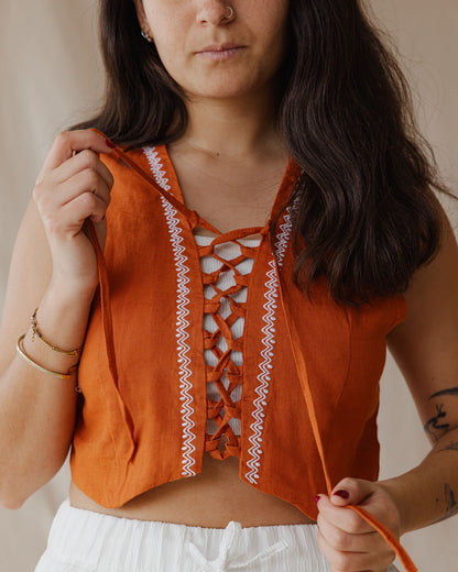 Twisted And Woven Vest Orange