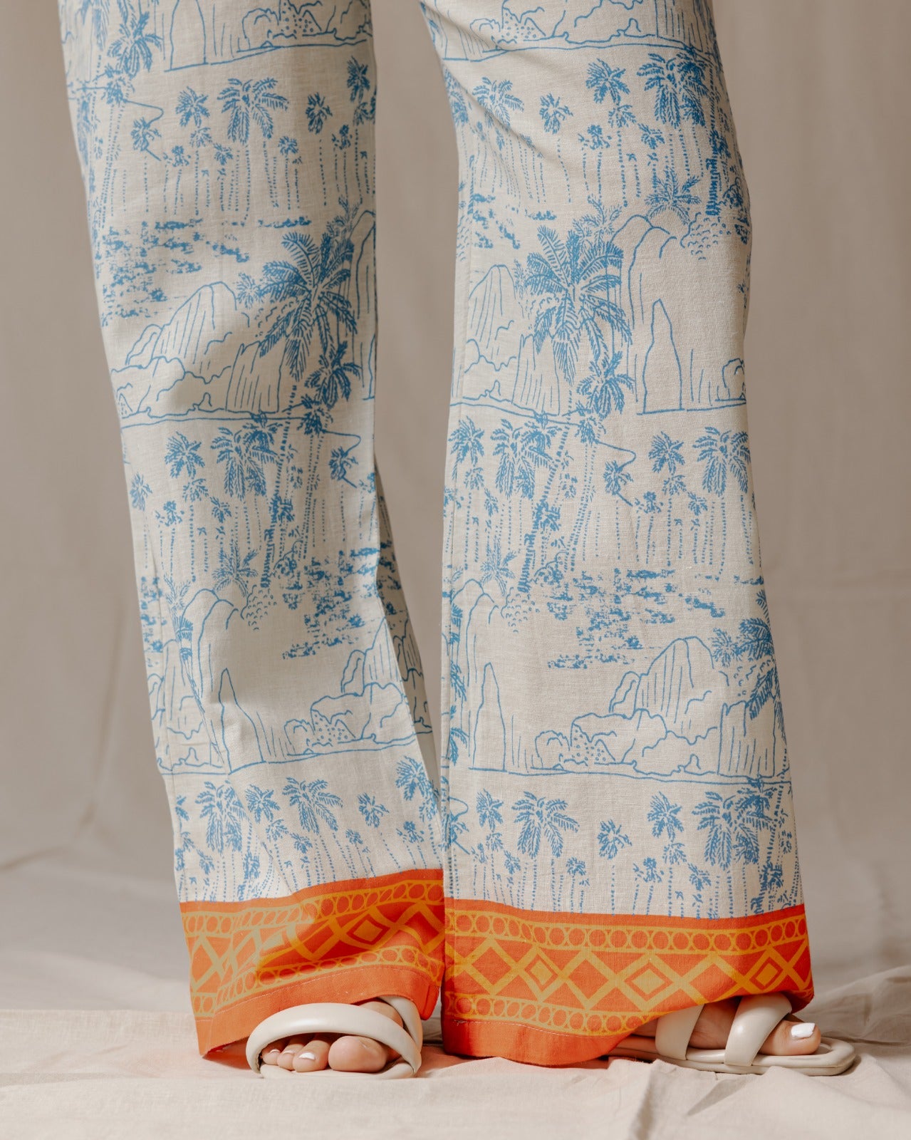 Pantalon en lin Coast Palm Bleu