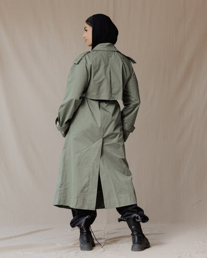 Relax Fit Trench Coat Verde Oliva