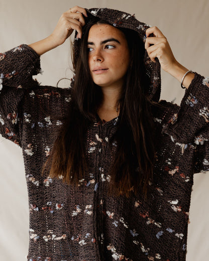 Brown Speckle Tricot Hoodie