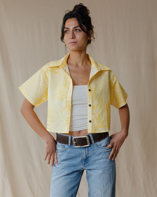 Camisa Antique Bloom en Amarillo Mantequilla