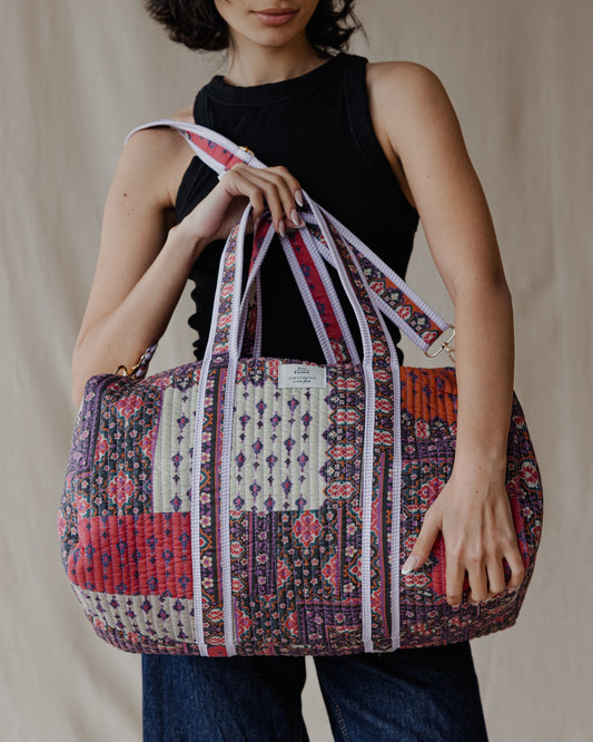 Oriental Patchwork Duffle Bag Purple