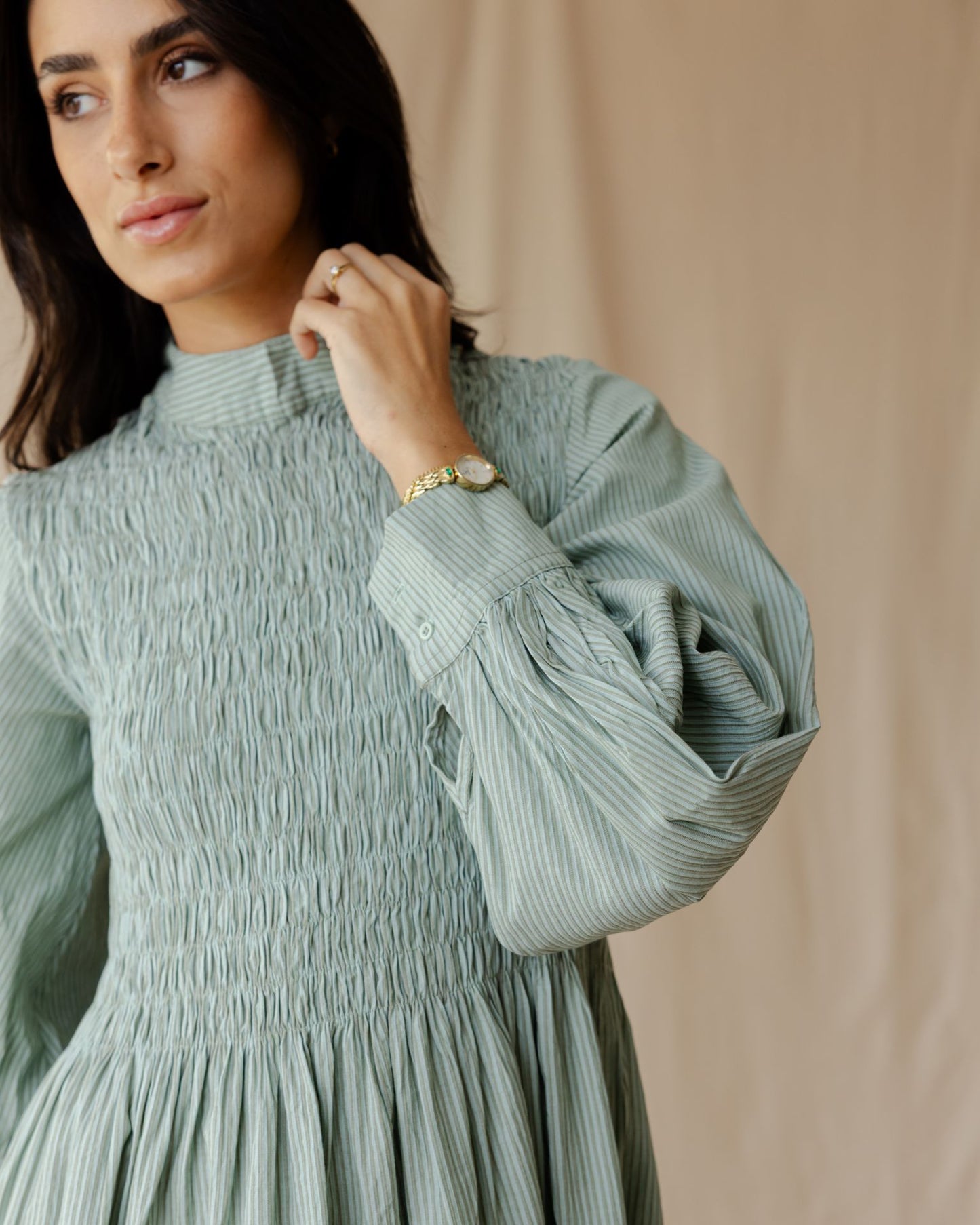 Ganni Green Stripe Dress