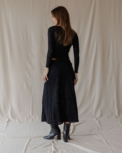 Falda Midi de Encaje Moonlight Negro