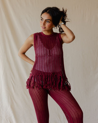 Isla Burgundy Knit Top