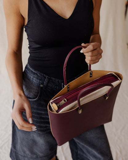 Bolso Linea en Piel Auténtica Burdeos