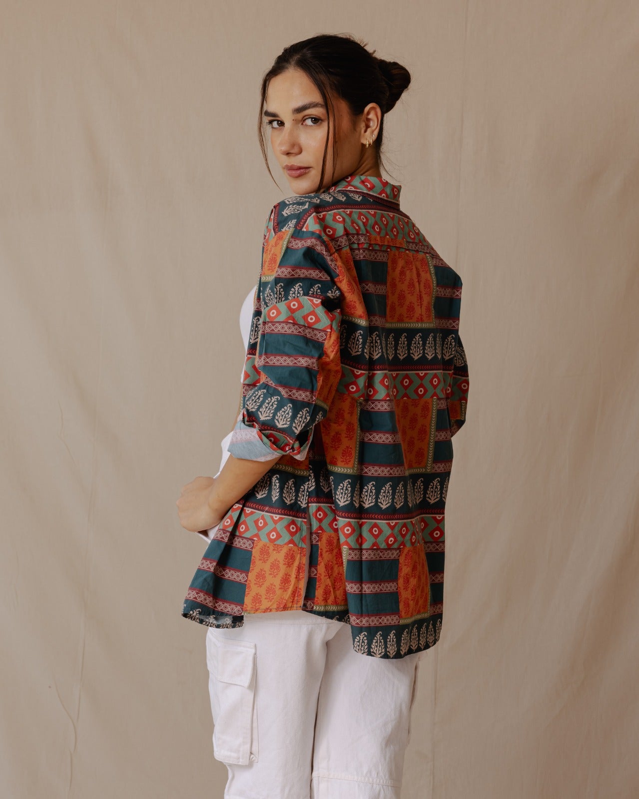 Déclaration Patchwork Chemise Teal X Orange