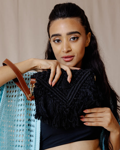 Cartera de macramé Gaia negra