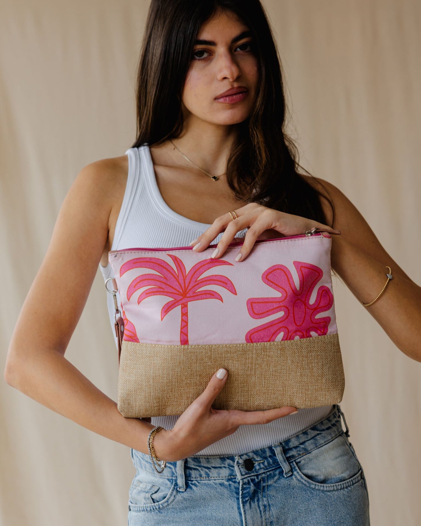 Borsa da spiaggia Pink Palms