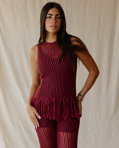 Isla Burgundy Knit Top