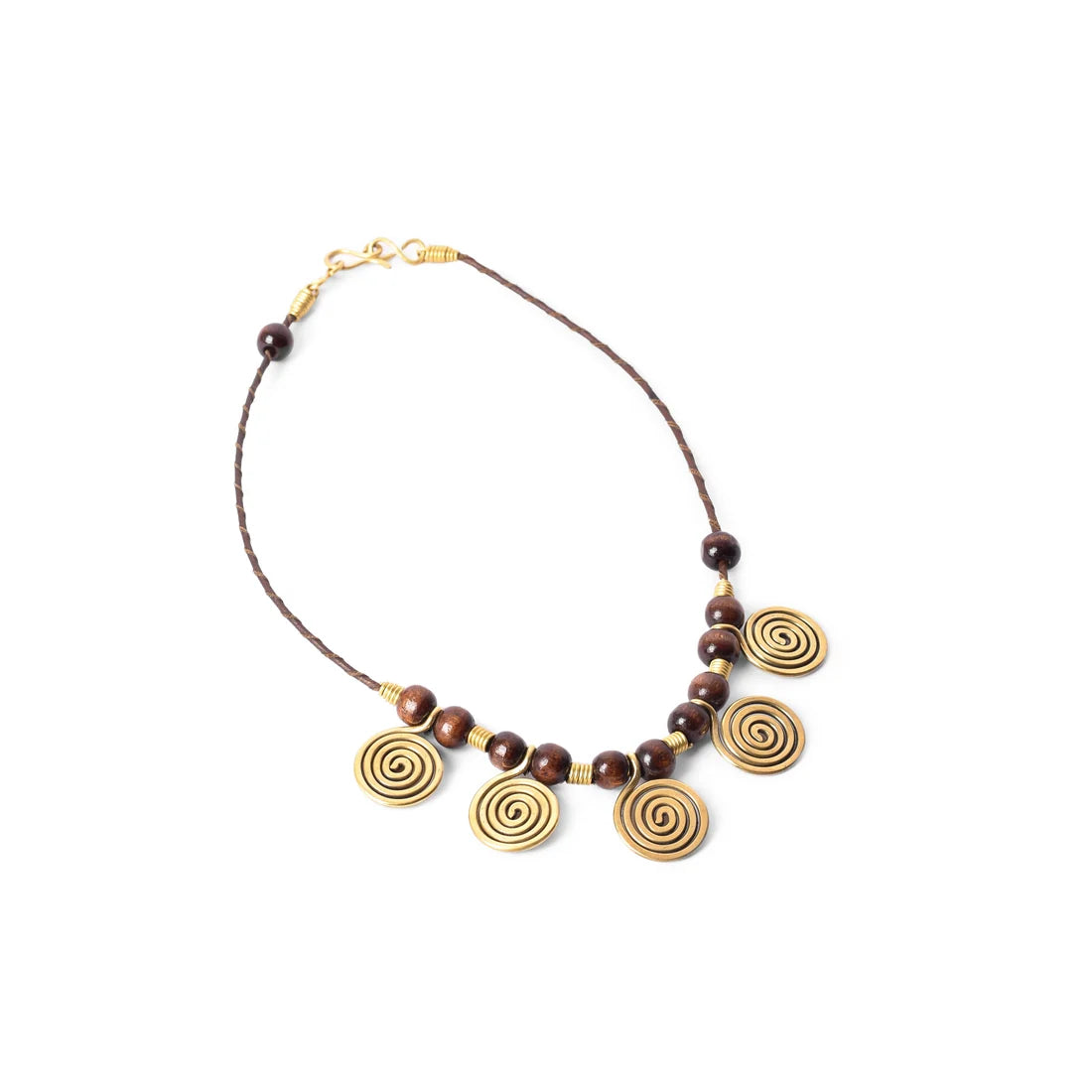 Spiral Brass Short Necklace