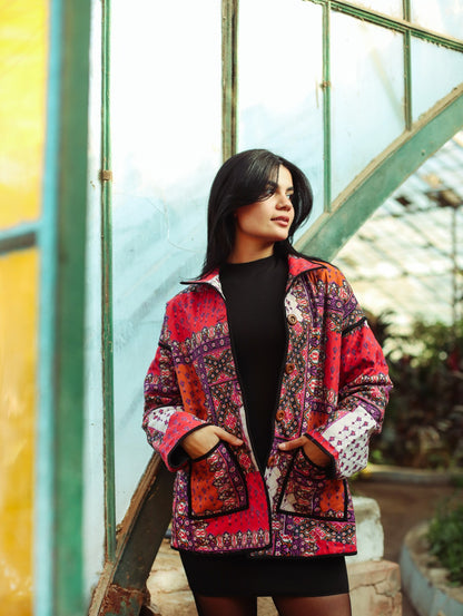 Veste Oversize Patchwork Violet