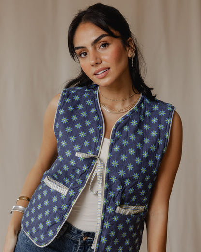 Flip & Bloom Reversible Vest in Amber/Navy