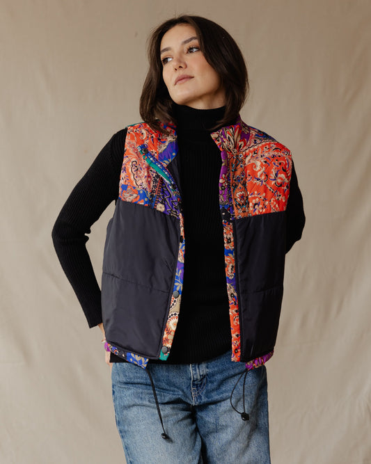 Patchwork Festival Waterproof Vest Black