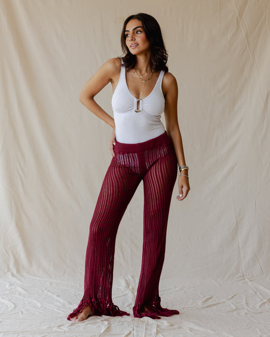 Isla Burgundy Knit Pants