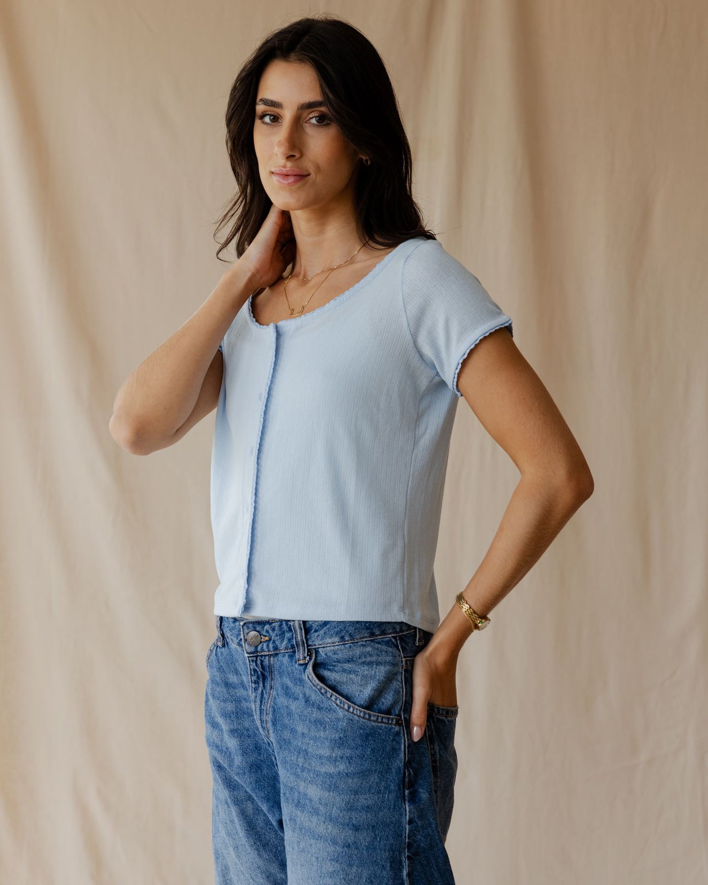 Belle Bow Blue Top
