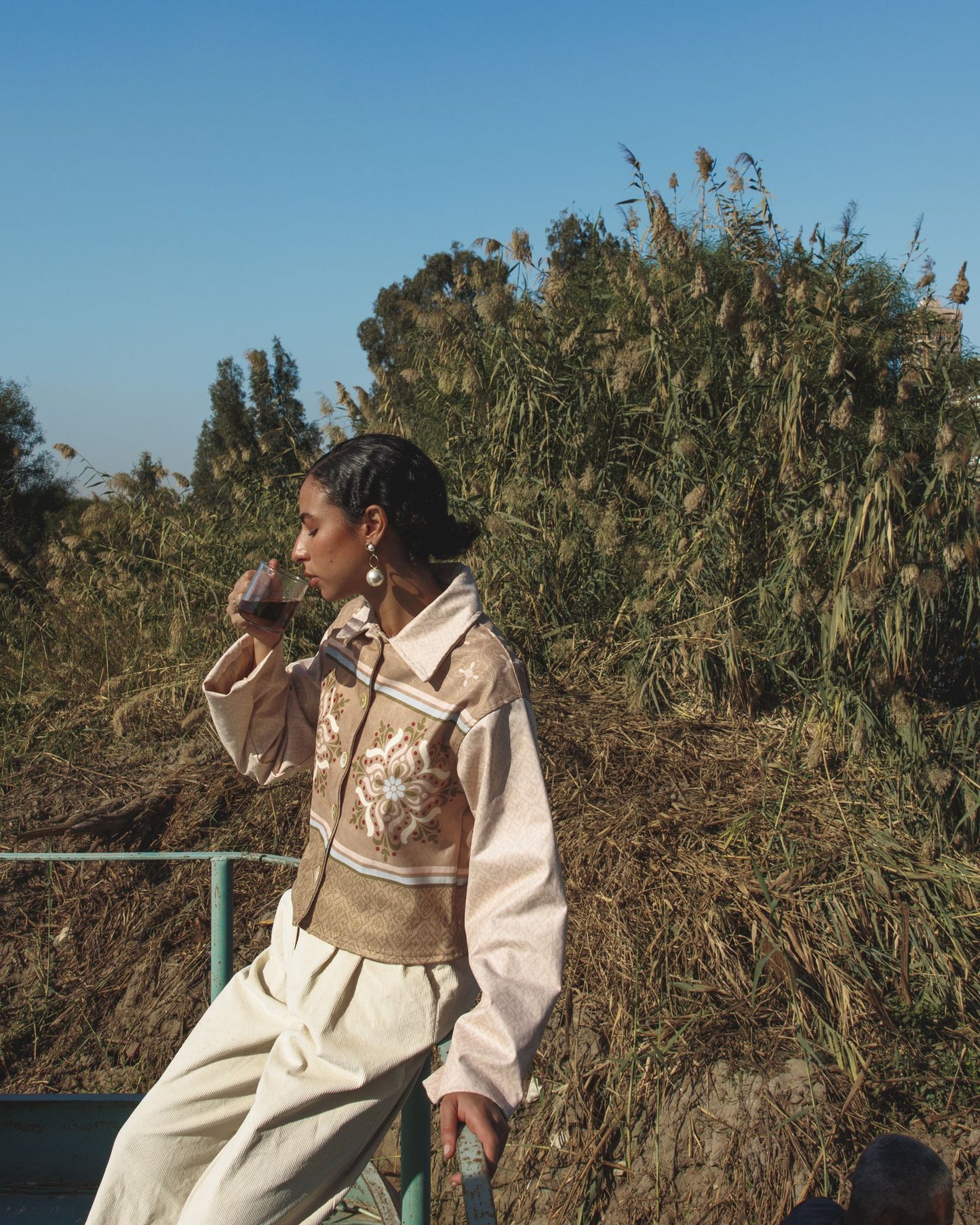 Beige Arabesque Suede Jacket