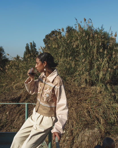 Beige Arabesque Suede Jacket