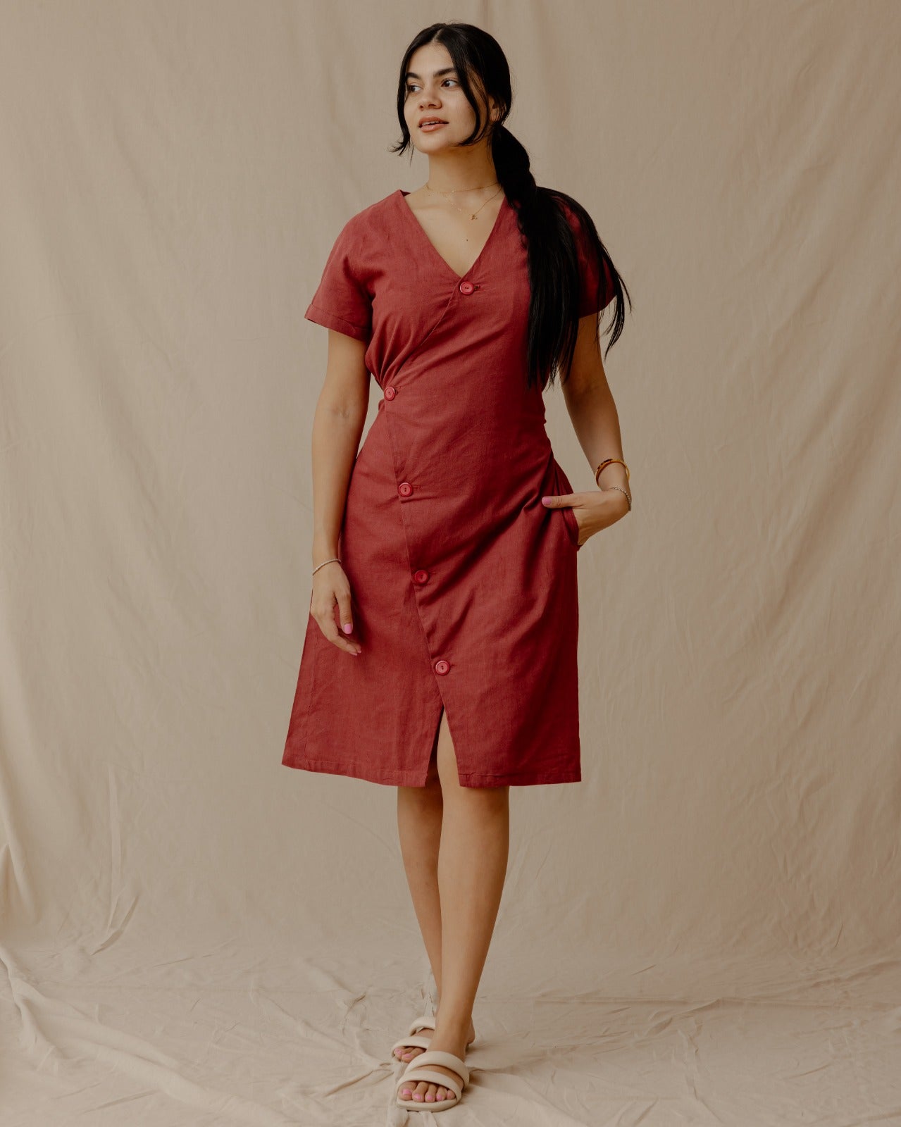Robe en lin Resort Bordeaux