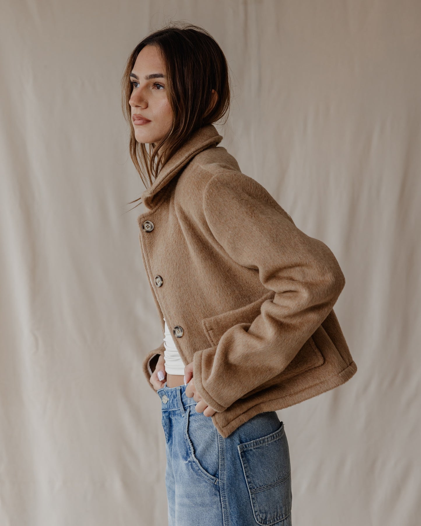 Beige Cropped Coat