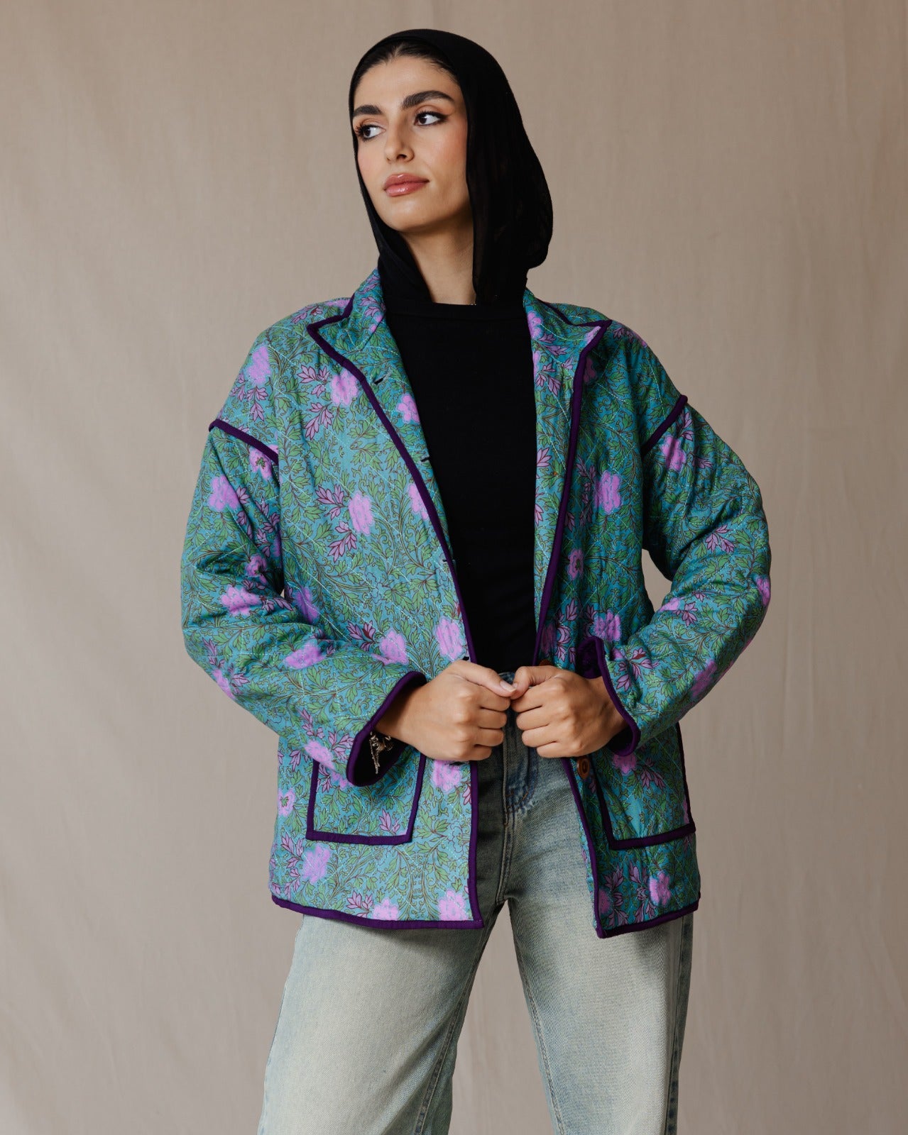 Blouson oversize victorien vert