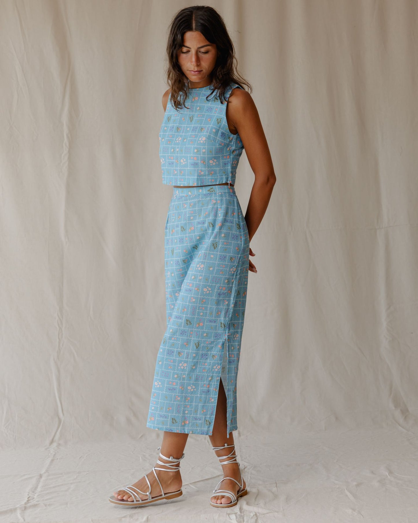 Summer Postcard Blue Skirt