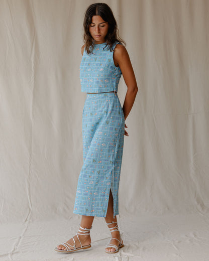 Summer Postcard Blue Skirt