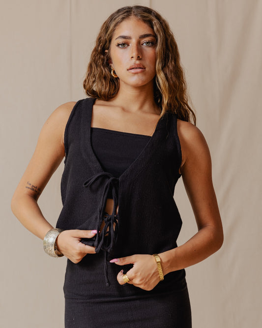 Gilet a maglia frontale nero